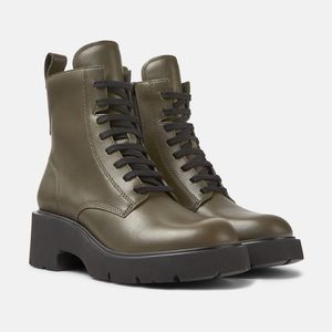 Camper Olive Green Lace-up Milah Boot, Size 38